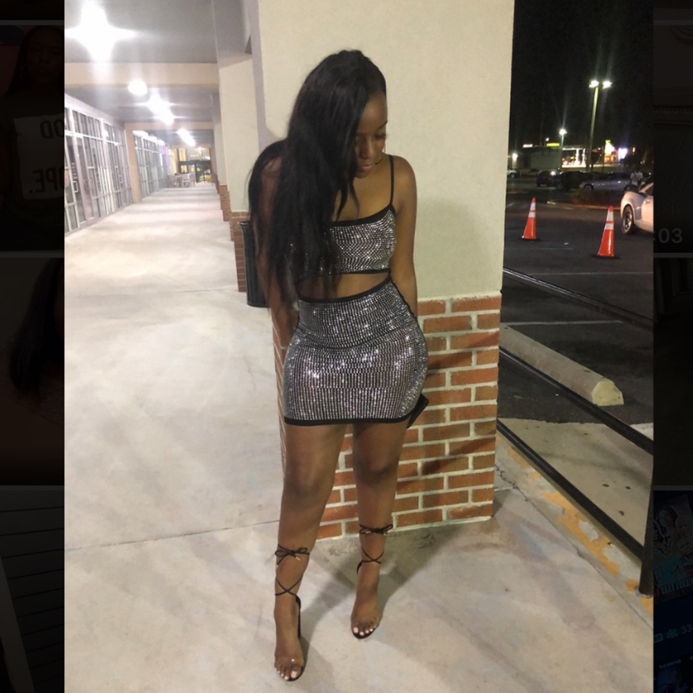 Fashion nova black studded dress
